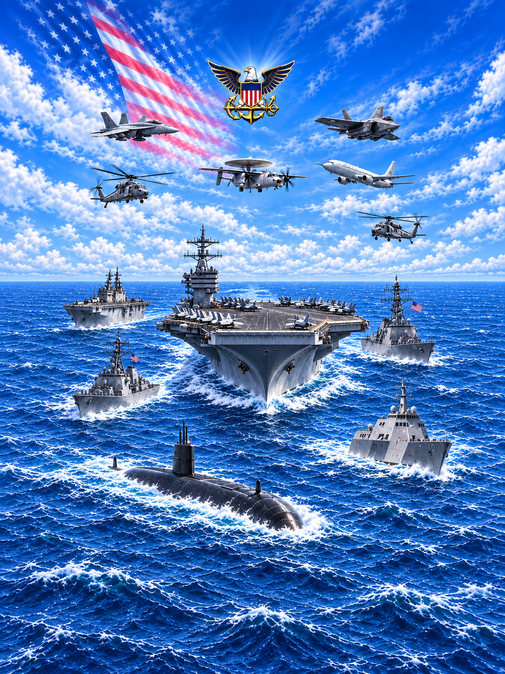 US Navy Patriotic Blue Collage
