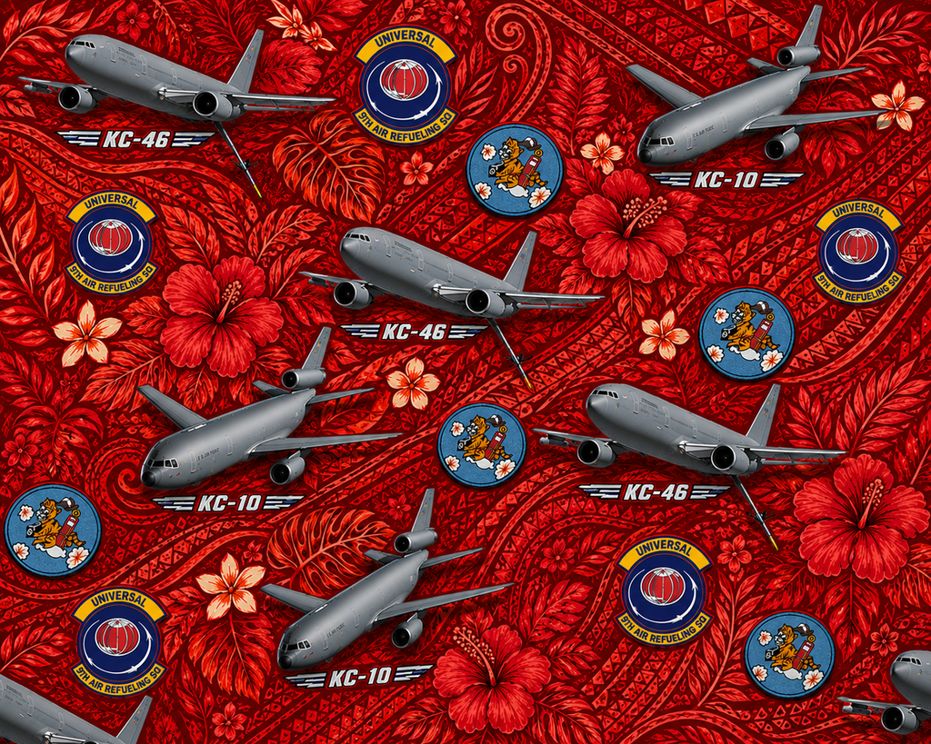 KC 46 Red Hawaiian Floral Customer Design