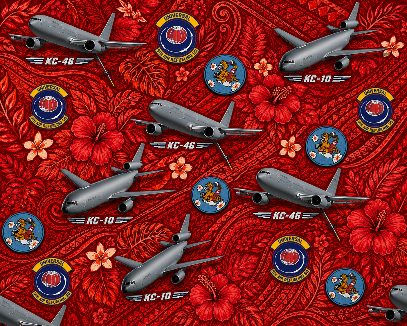 KC 46 Red Hawaiian Floral Customer Design
