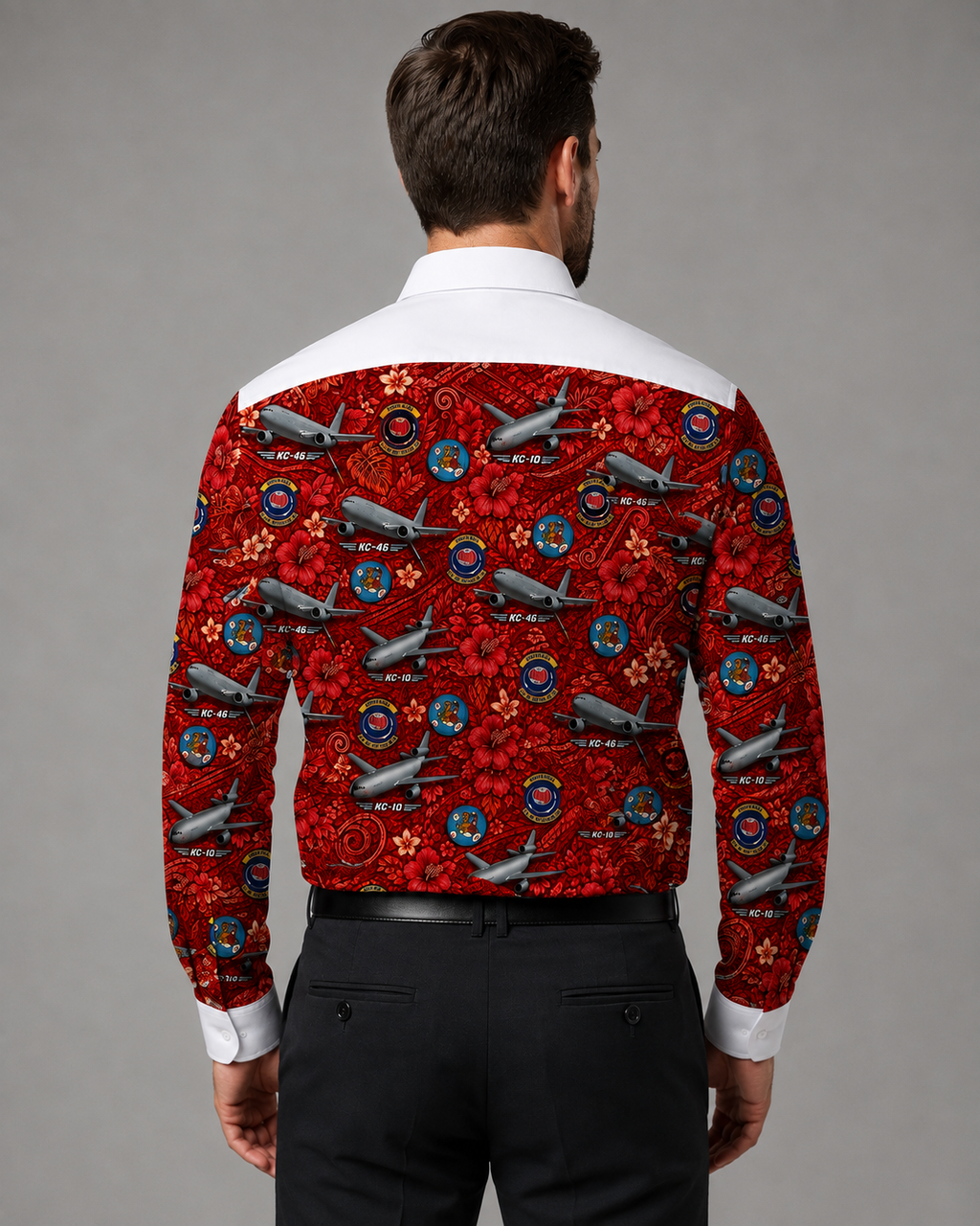 KC 46 Red Hawaiian Floral Customer Design