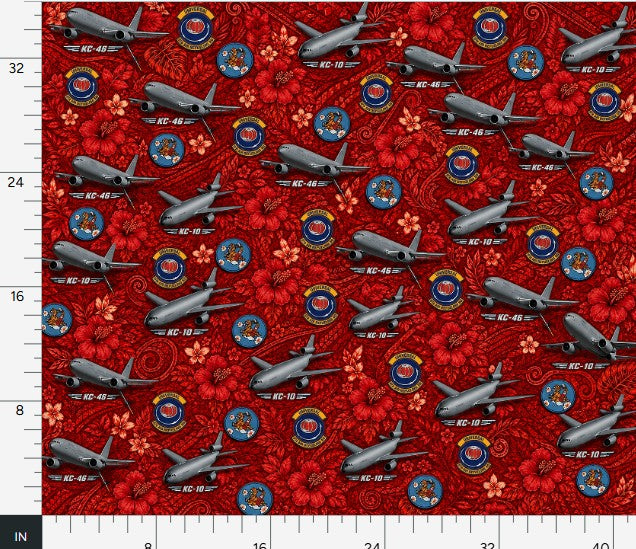 KC 46 Red Hawaiian Floral Customer Design